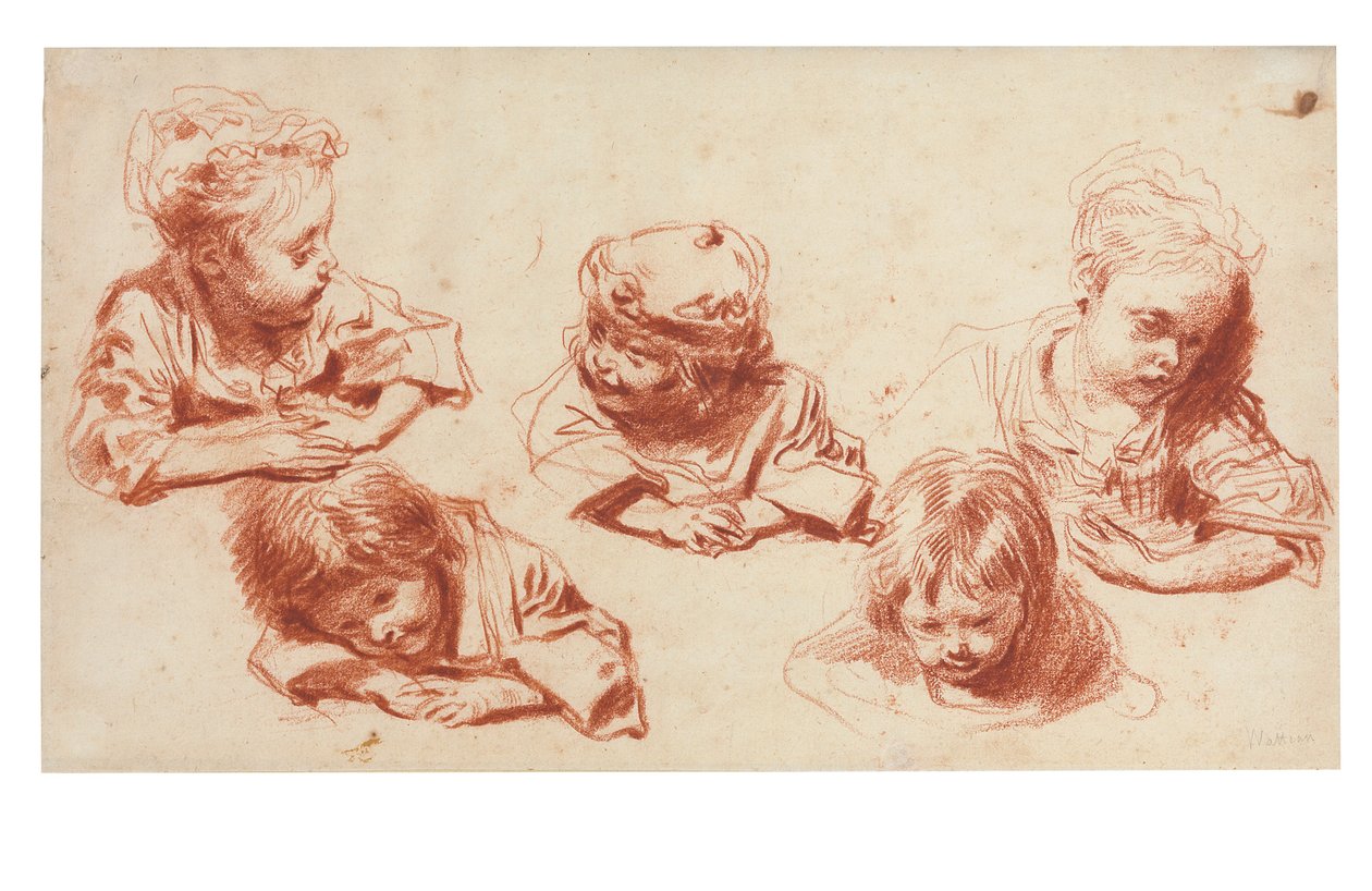 Öt tanulmány gyerekekről alkotó: Jean Antoine Watteau