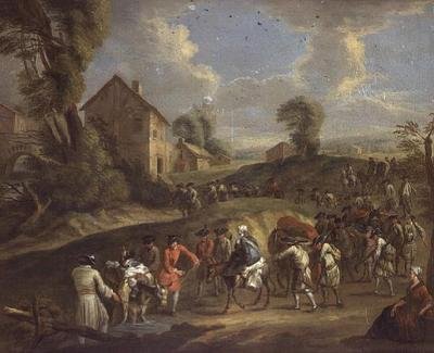 Gyalogság márciusban alkotó: Jean Antoine Watteau