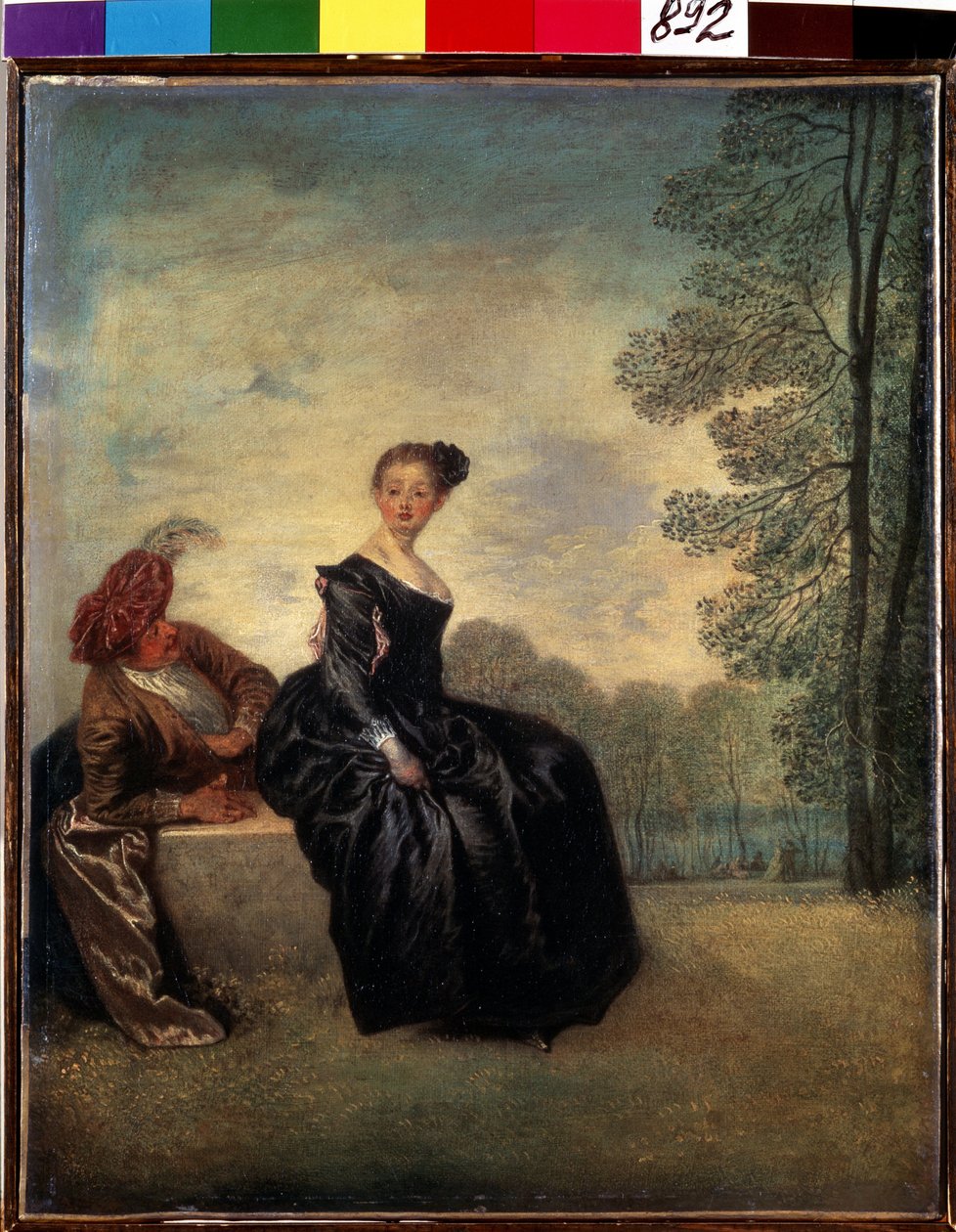 A boudeuse (Egy szeszélyes nő). Jean Antoine Watteau (1684-1721) festménye. Olaj, vászon, 42 x 34 cm alkotó: Jean Antoine Watteau