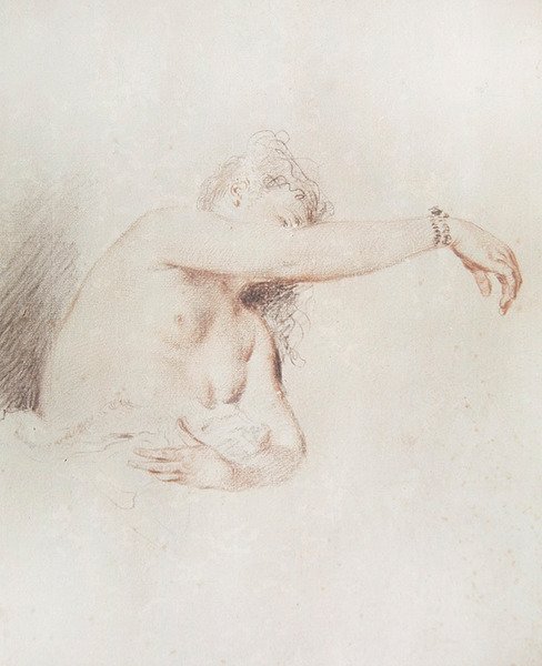 Meztelen nő felemelt karral alkotó: Jean Antoine Watteau