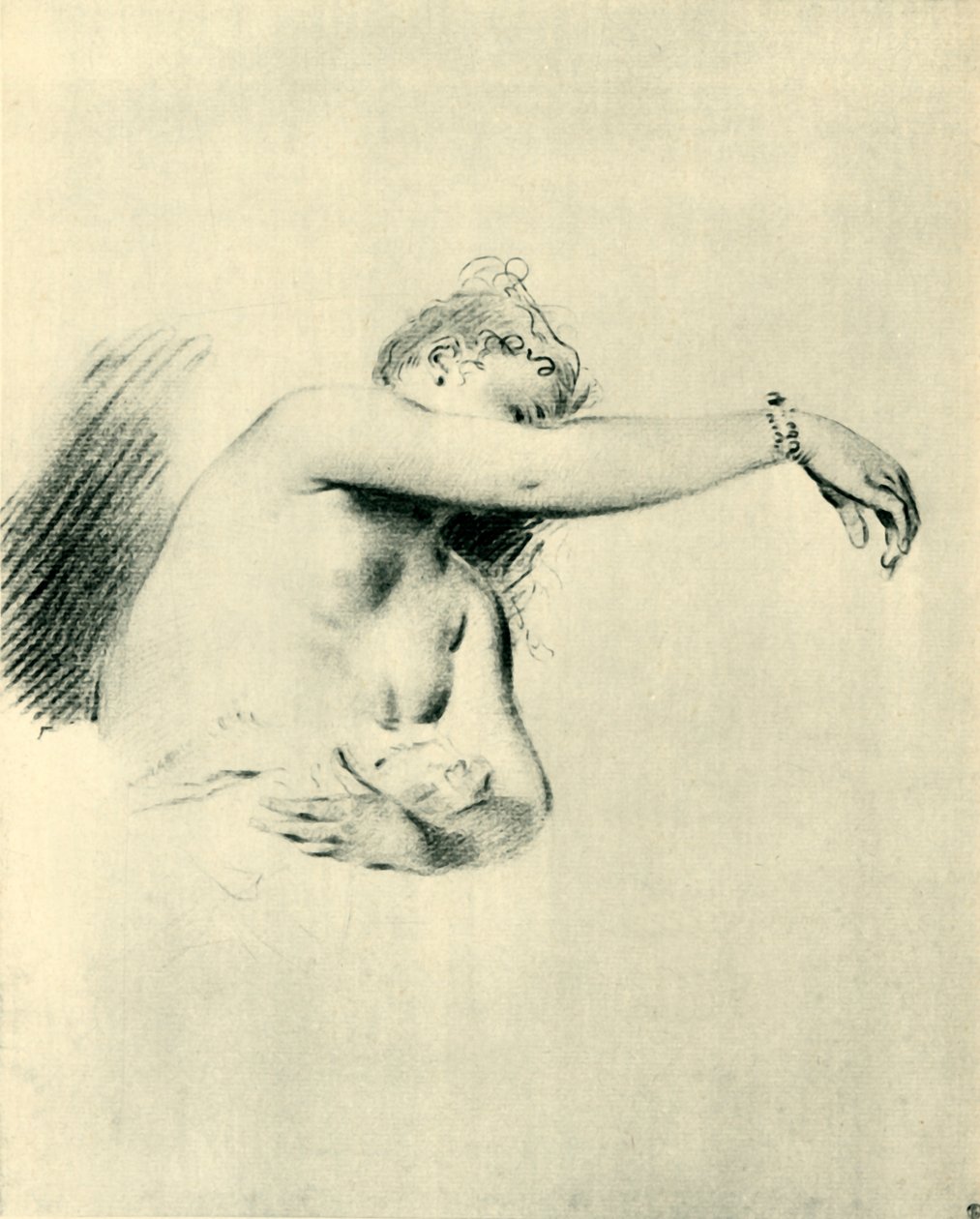 Akt felemelt jobb karral, 1717-1718, 1943. alkotó: Jean Antoine Watteau
