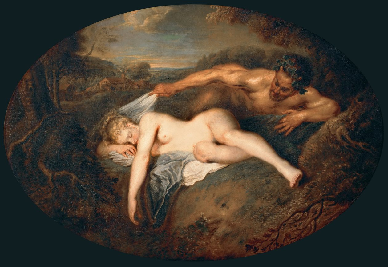 Nimfa és szatír Jupiter és Antiope alkotó: Jean Antoine Watteau