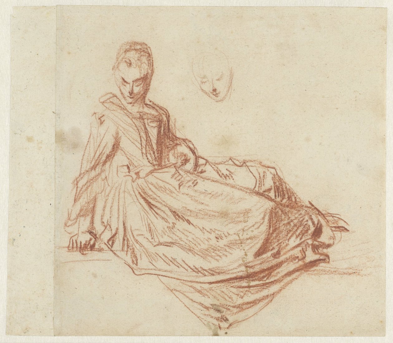 nő ül a földön alkotó: Jean Antoine Watteau