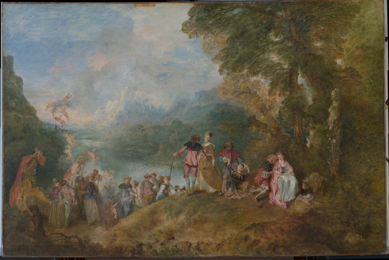 Zarándoklat Cytherába, 1717-ben alkotó: Jean Antoine Watteau