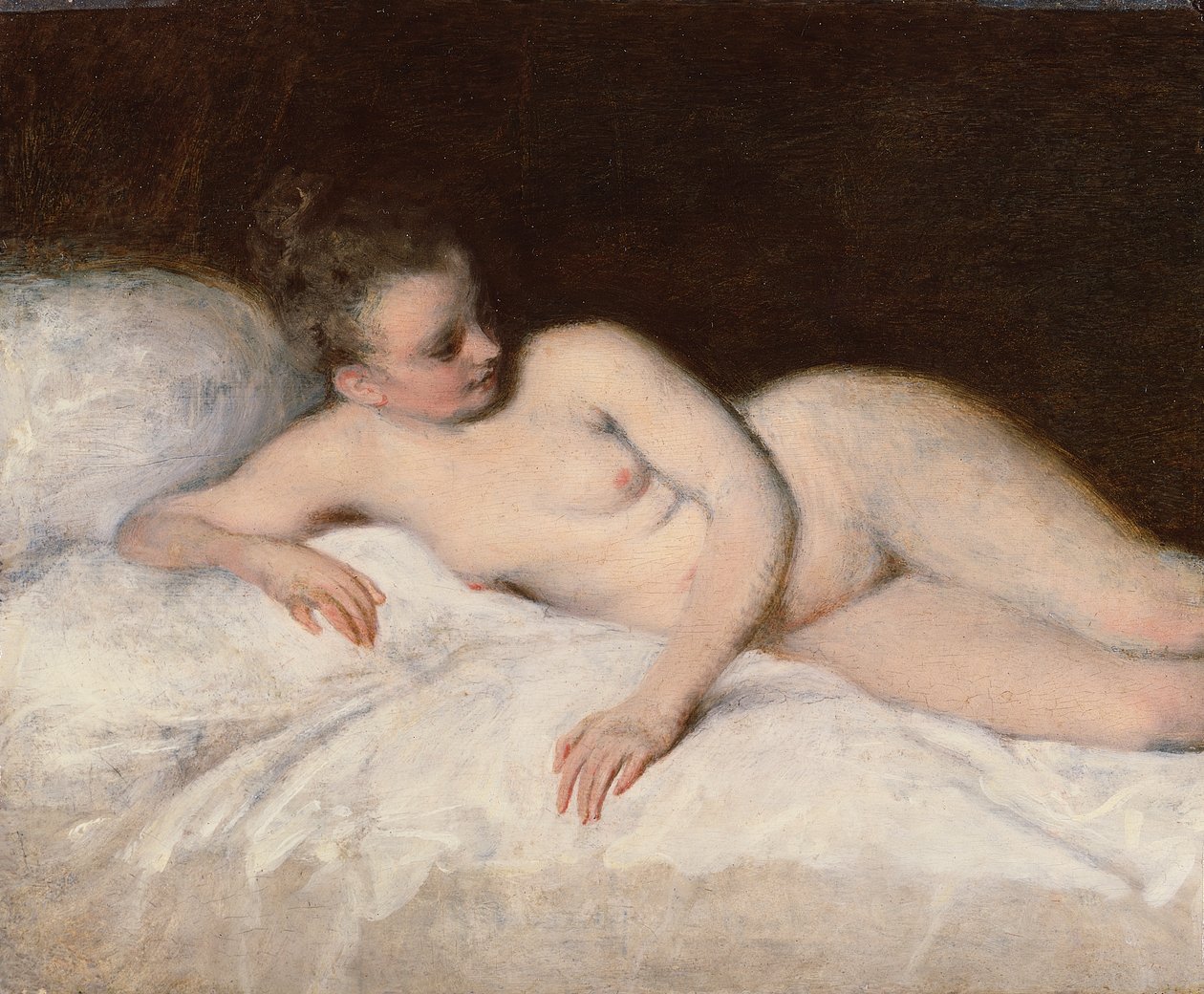 Fekvő akt, 1713-17 körüli (olaj, tábla) alkotó: Jean Antoine Watteau