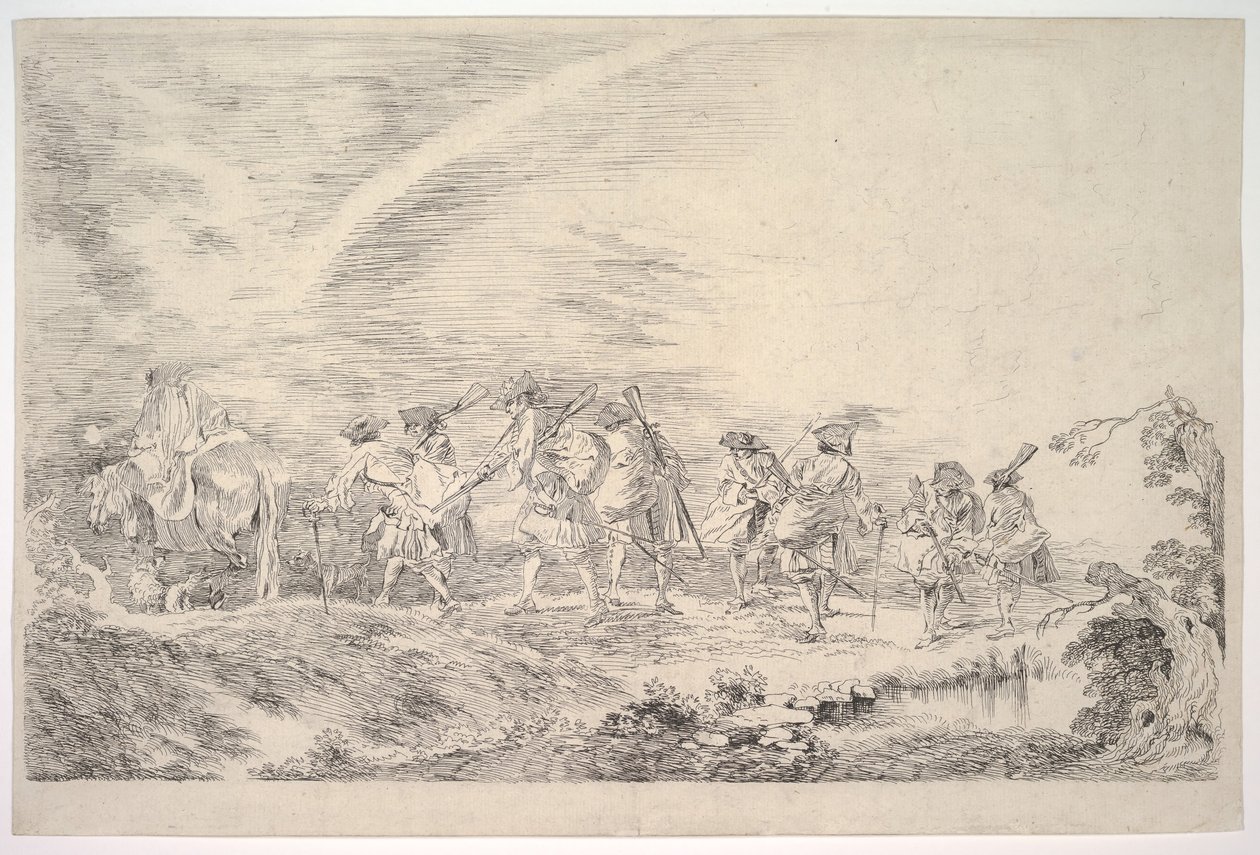 Az ezredhez csatlakozó újoncok kb. 1715-16. alkotó: Jean Antoine Watteau