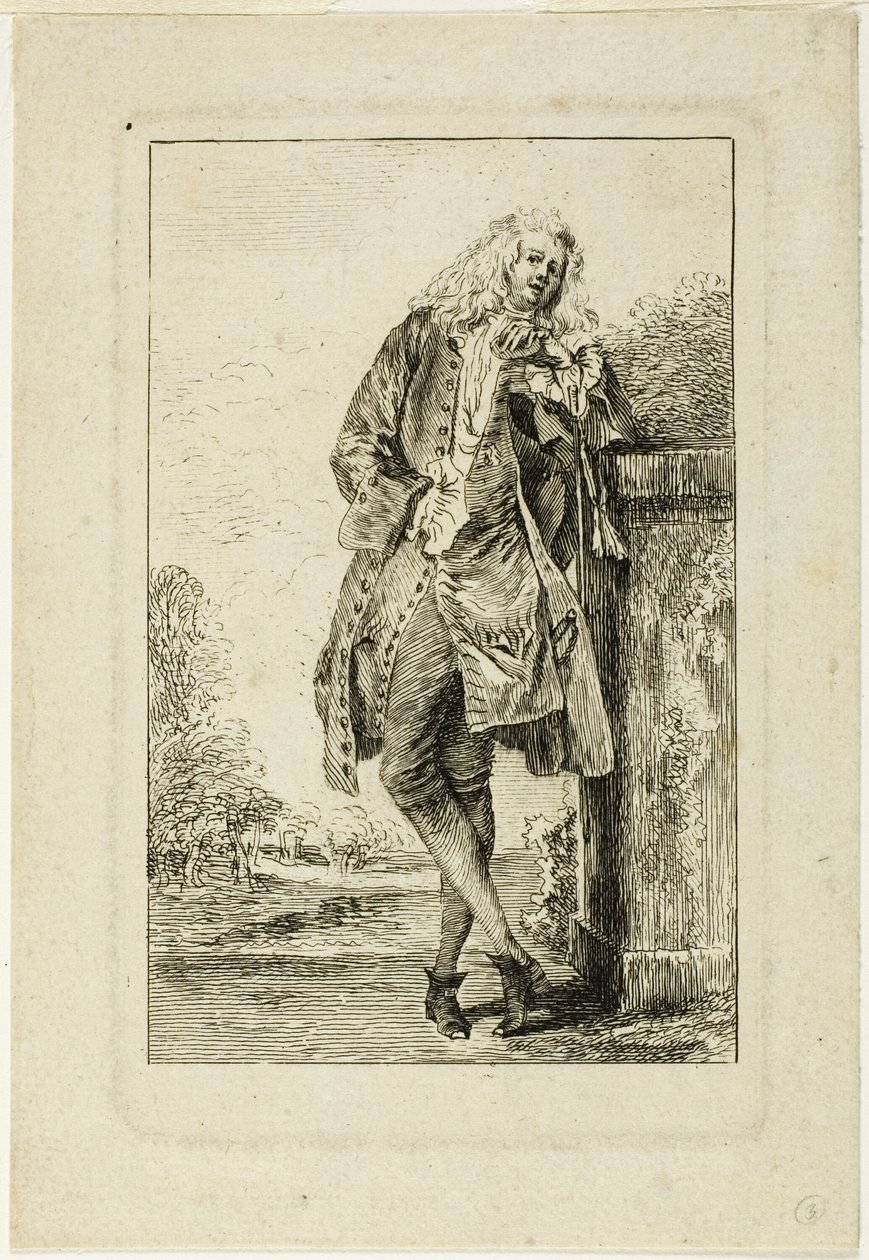 Álló férfi könyökére támaszkodva alkotó: Jean Antoine Watteau