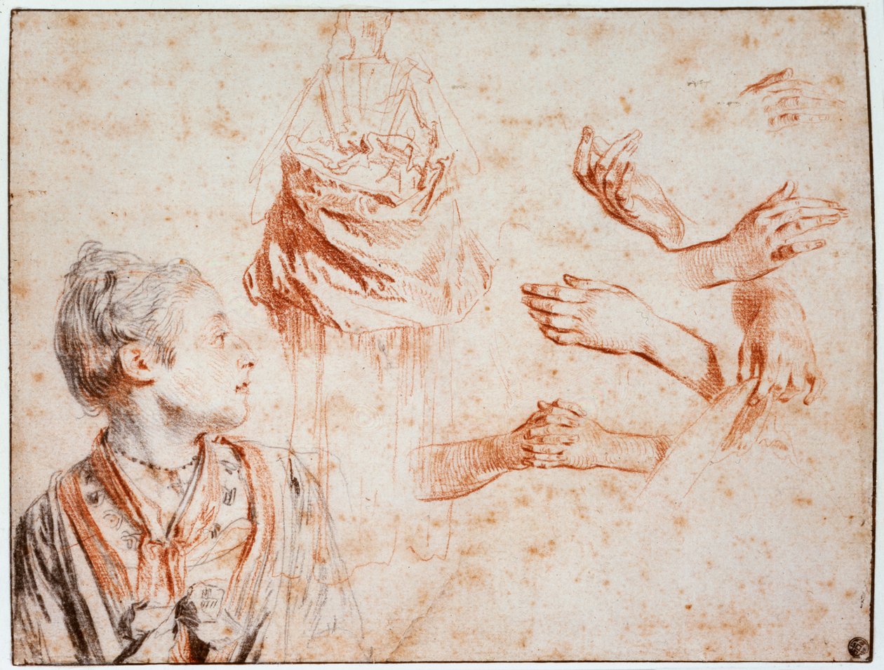 Tanulmány, 1716-1718 alkotó: Jean Antoine Watteau
