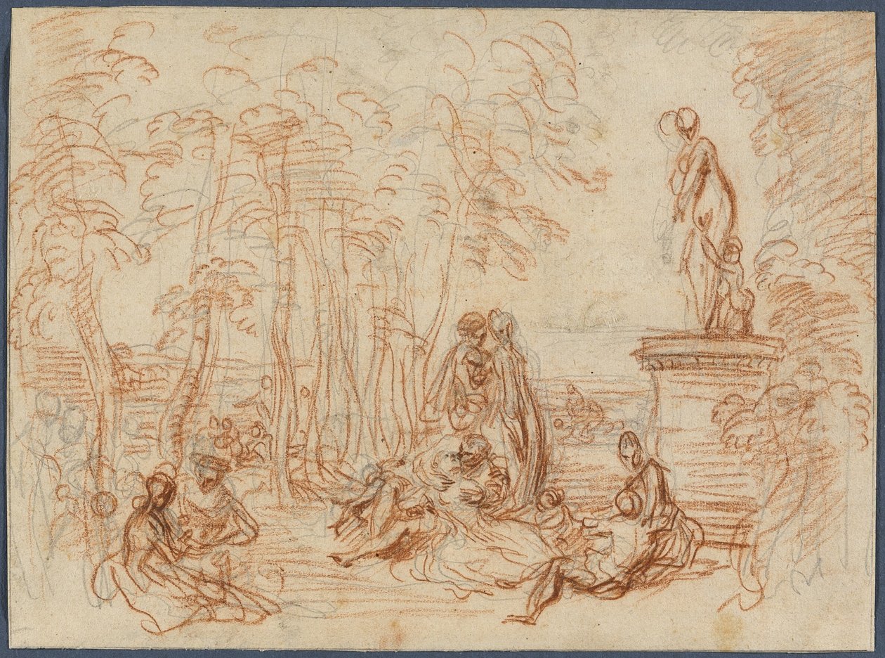 Tanulmány a Szerelem ünnepe számára alkotó: Jean Antoine Watteau