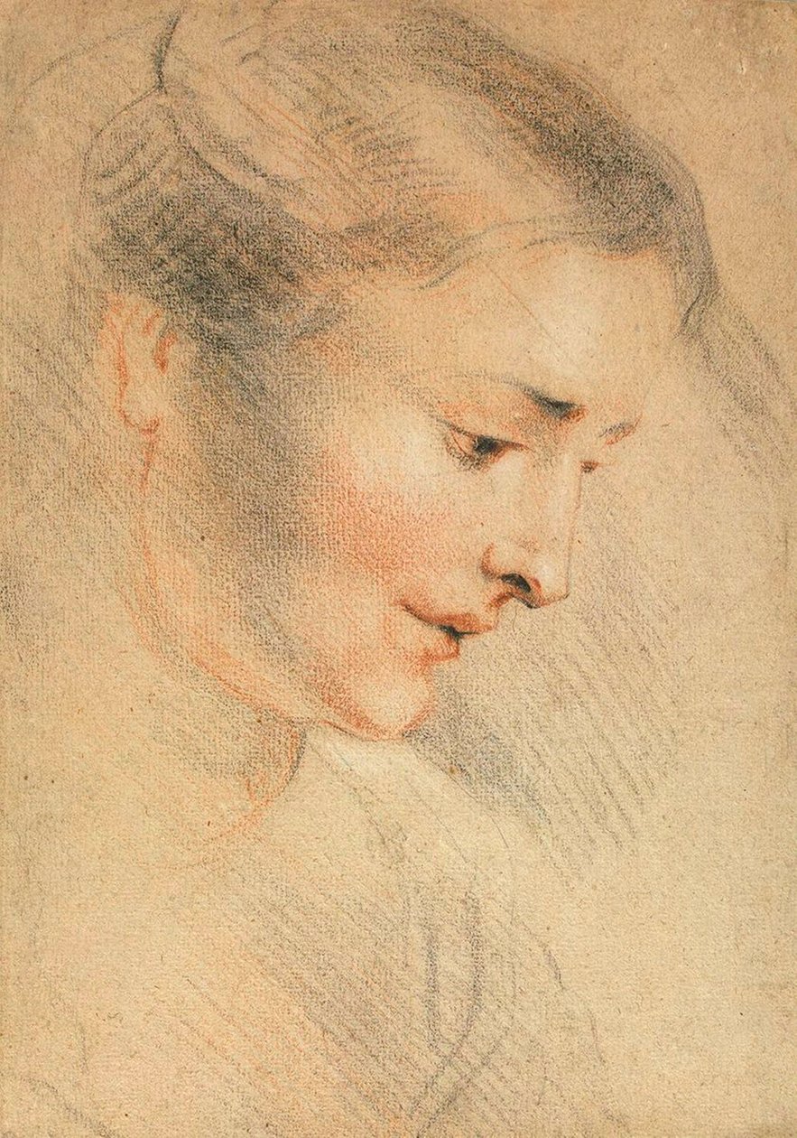 Tanulmány egy női fejről, 1710-es évek. alkotó: Jean Antoine Watteau