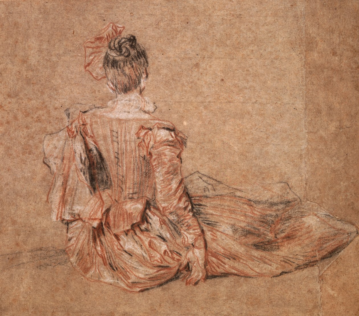 Jean-Antoine Watteau tanulmánya egy nőről, hátulról, 1716-1718. alkotó: Jean Antoine Watteau