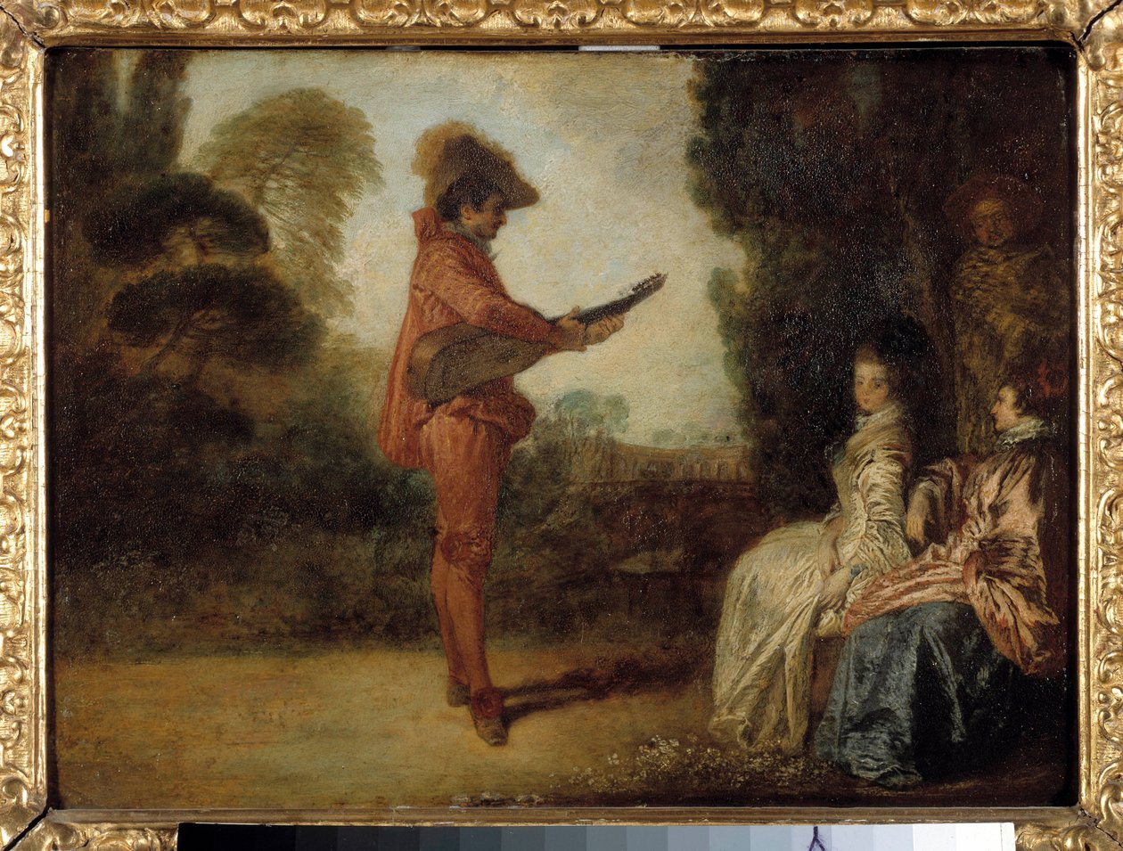 The Enchanting Egy fiatal zenész, aki két fiatal nőt csábít el zenéjével. Jean Antoine Watteau (1684-1721) festménye alkotó: Jean Antoine Watteau