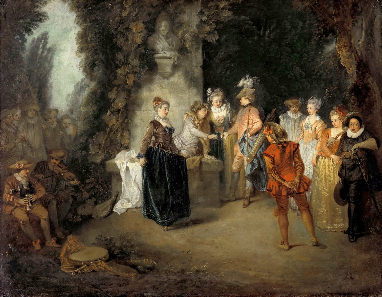 A francia vígjáték Watteau, Jean Antoine (1684-1721), 1716 után - Olaj, vászon, 37x48 - Állami Múzeumok, Berlin alkotó: Jean Antoine Watteau