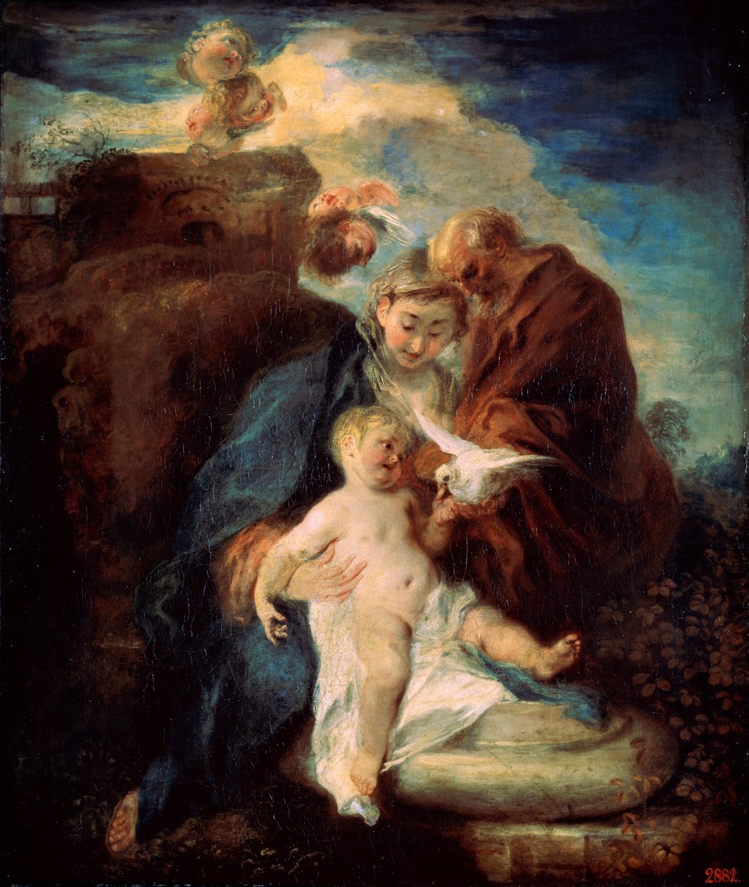 A Szent Család megpihen az egyiptomi meneküléskor, 1719. alkotó: Jean Antoine Watteau