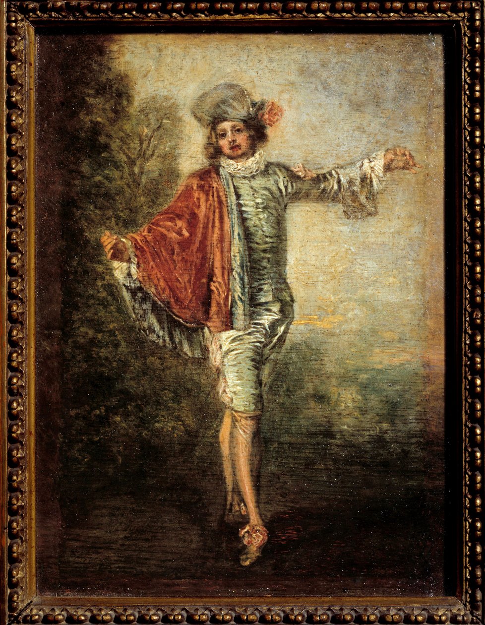 A közömbös. Jean Antoine Watteau (1684-1721) festménye, 1717 körül. Olaj, fa. Méret: 0,25 X 0,19 m. - A közömbös ember. Jean Antoine Watteau (1684-1721) festménye, 1717 körül. Olaj, fa. 0,25 x 0,19 m. Louvre Múzeum, Párizs alkotó: Jean Antoine Watteau