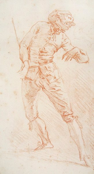 A kardforgató (piros kréta papíron) alkotó: Jean Antoine Watteau