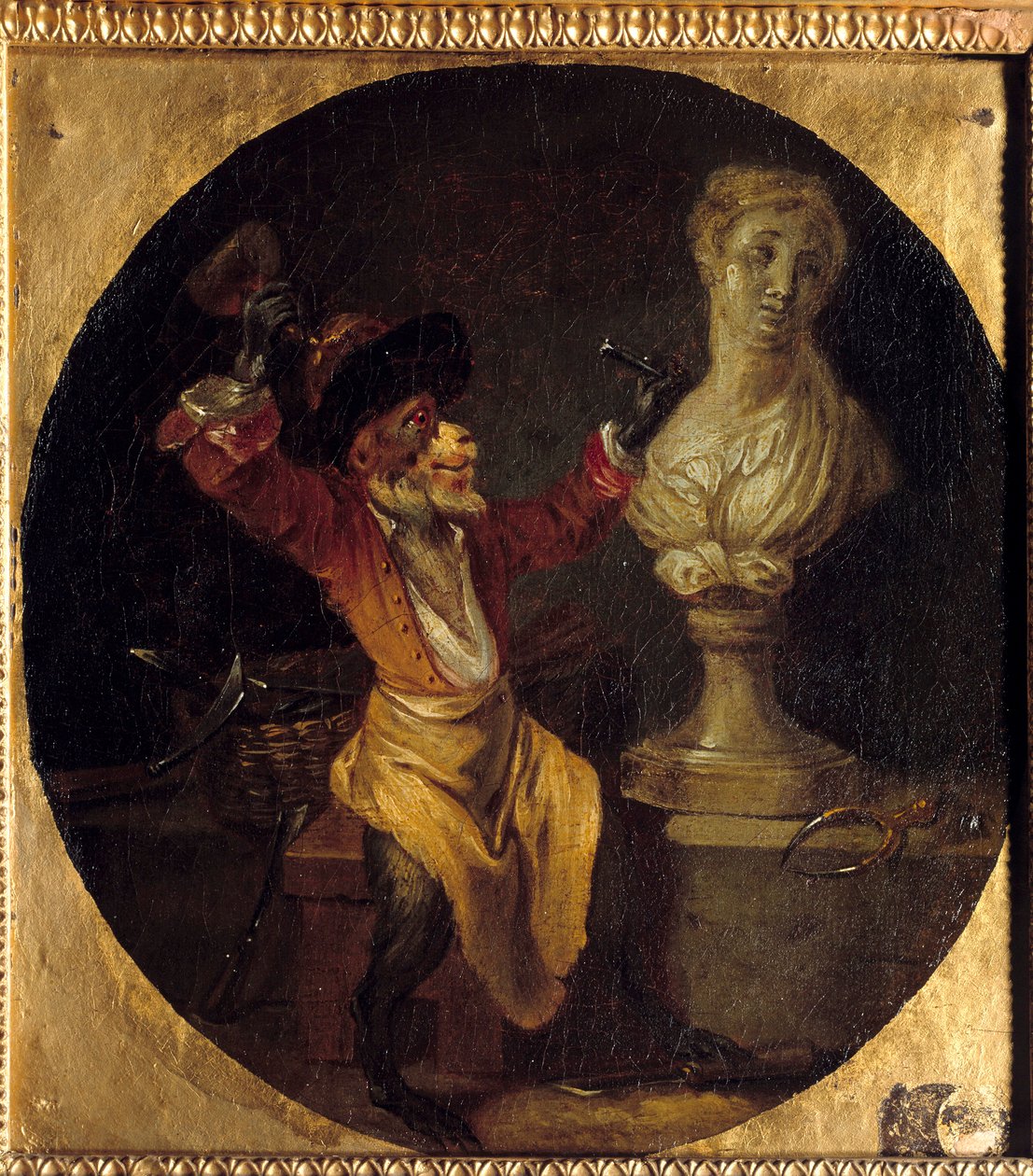 A szobrászmajom. Állat emberhelyzetben. Jean Antoine Watteau (1684-1721) festménye alkotó: Jean Antoine Watteau