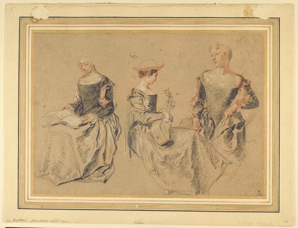 Három tanulmány ülő nőkről alkotó: Jean Antoine Watteau