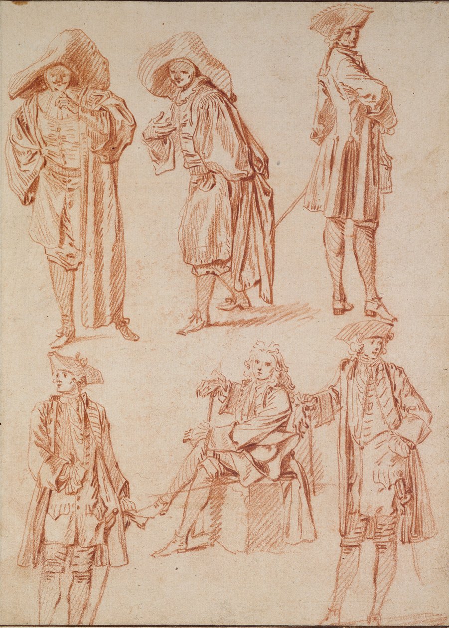 Két tanulmány a doktorról az olasz vígjátékban és négy tiszt, 18. század alkotó: Jean Antoine Watteau