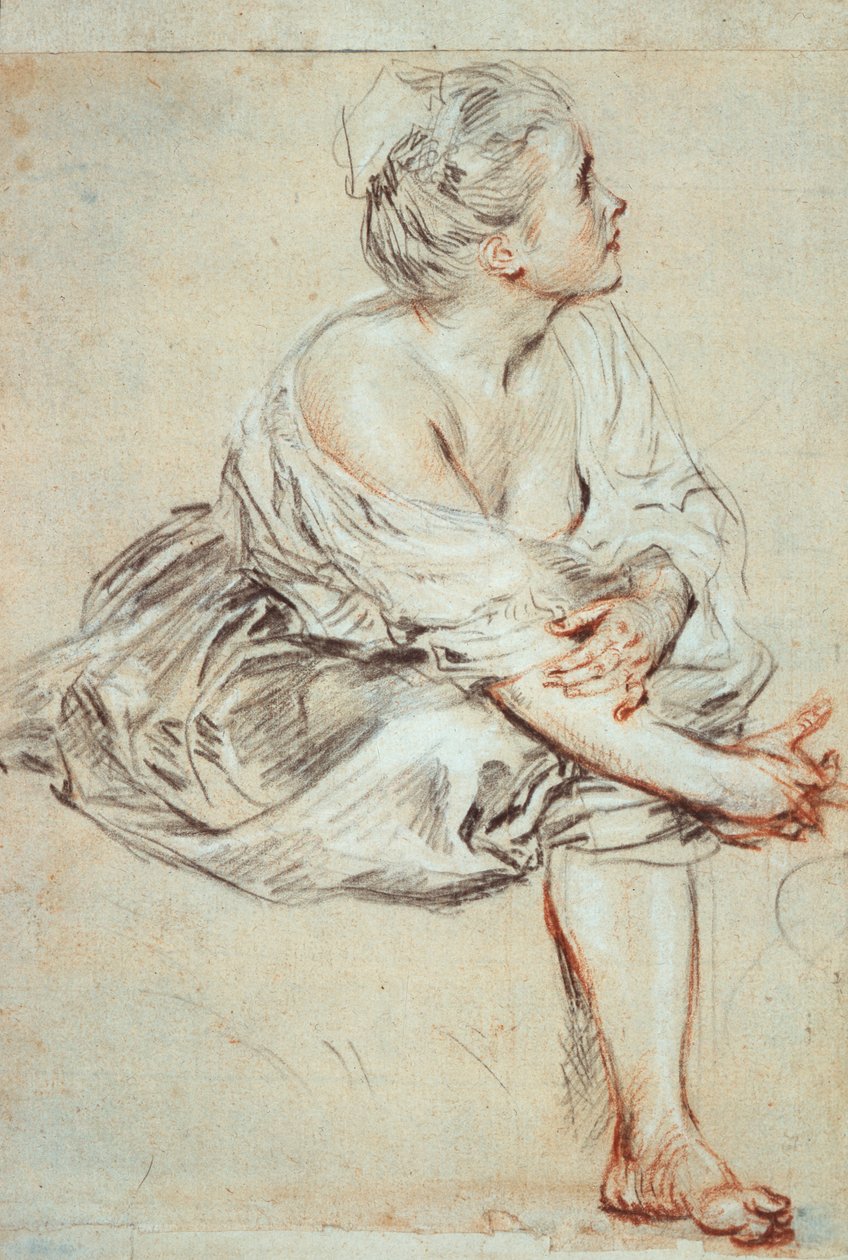 Nő ül és jobbra fordult, c1716 alkotó: Jean Antoine Watteau