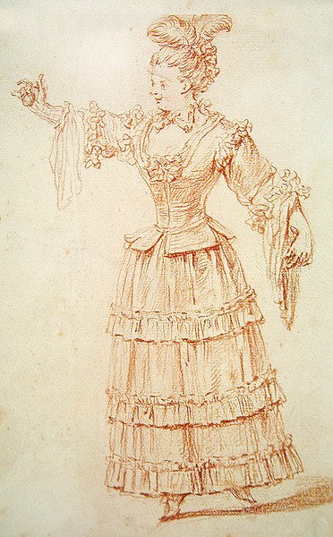 Operatáncos (piros kréta papíron) alkotó: Jean Antoine Watteau