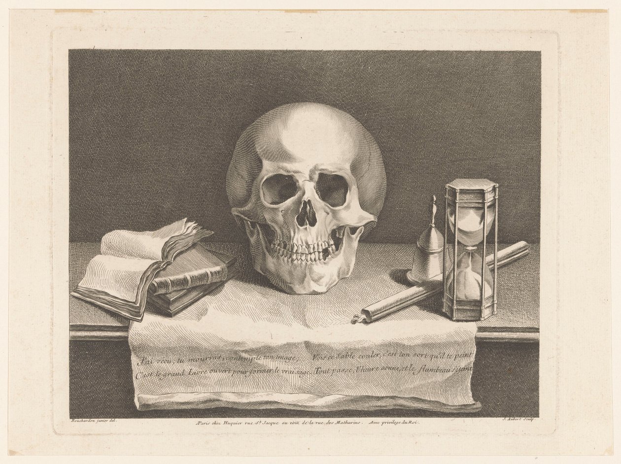 Csendélet vanitas szimbólumokkal alkotó: Jean Aubert