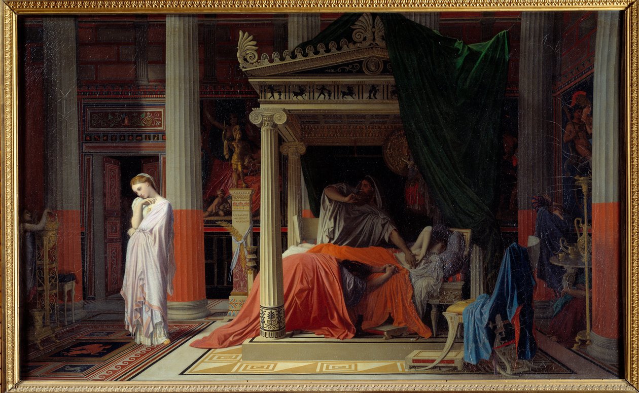 Antiochus betegség vagy Antiochus és Stratonice Antiochus (Kr. e. 324-261) betegesen szeret mostohaanyja, Stratonice iránt. Jean Auguste Dominique Ingres (1780-1867) festménye 1840 V. 0,57x0,98 m Chantilly, Conde múzeum - Antiochus vagy Antiochus a betegsé alkotó: Jean Auguste Dominique Ingres