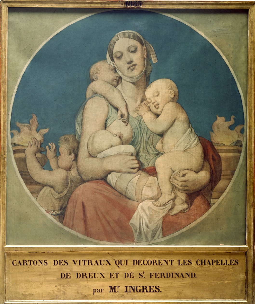 Tervezés a párizsi Szent Ferdinánd kápolna ólomüvegéhez (festmény) alkotó: Jean Auguste Dominique Ingres