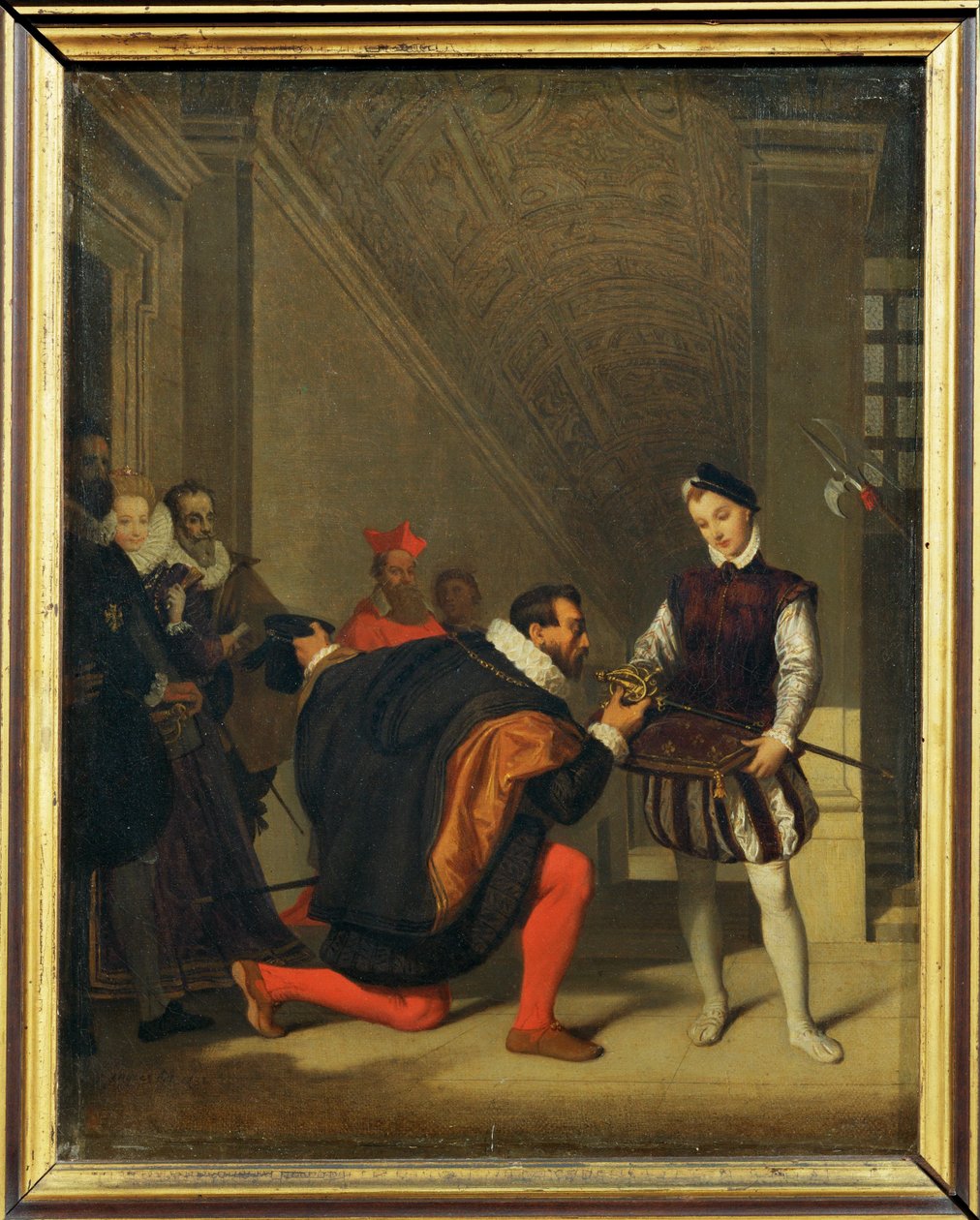Don Pedro de Tolede, a spanyol követ állítólag találkozott egy IV. Henrik kardját cipelő inassal a ... alkotó: Jean Auguste Dominique Ingres