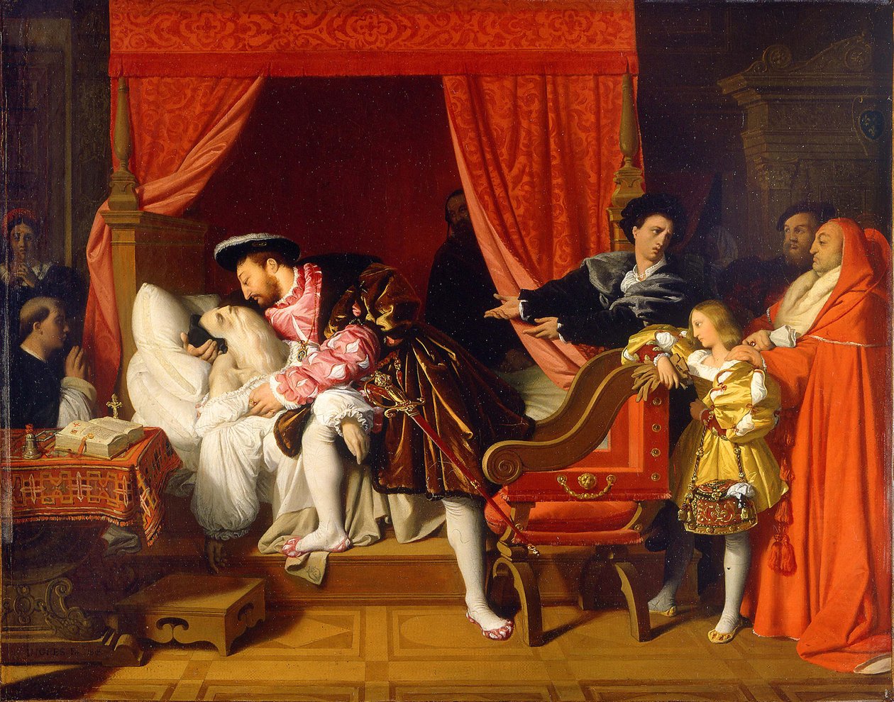 I. Ferenc megkapja Leonardo da Vinci utolsó leheletét alkotó: Jean Auguste Dominique Ingres