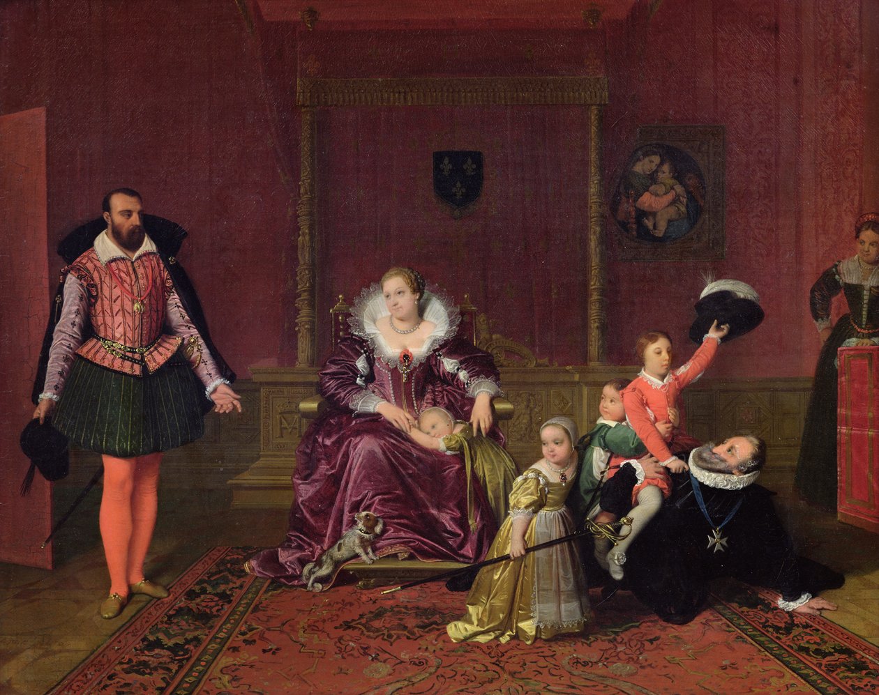 IV. Henrik (1553-1610) Franciaország és Navarra királya, aki gyermekeivel játszik, amikor Spanyolország nagykövete belép, 1817 alkotó: Jean Auguste Dominique Ingres