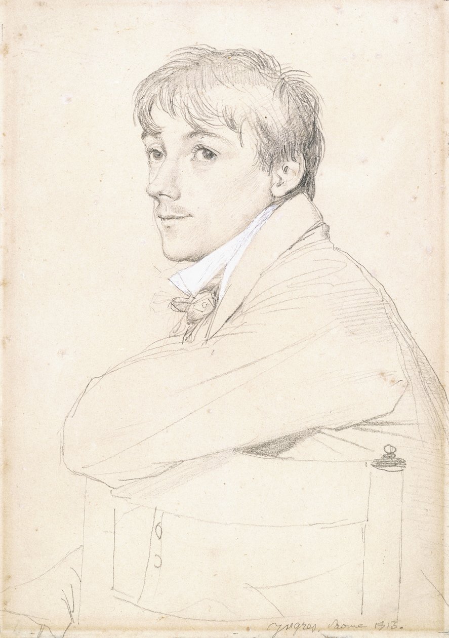 Jean-Louis Provost, ülve és bal karját egy szék támlájára támasztva, 1813 alkotó: Jean Auguste Dominique Ingres