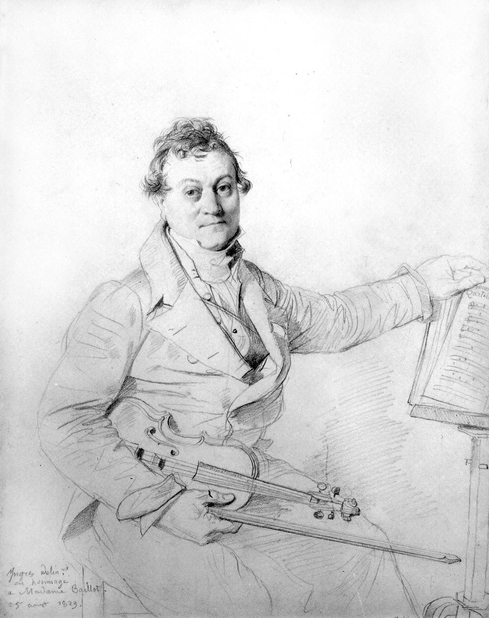 Jean Auguste Dominique Ingres hegedűjével. rajz alkotó: Jean Auguste Dominique Ingres