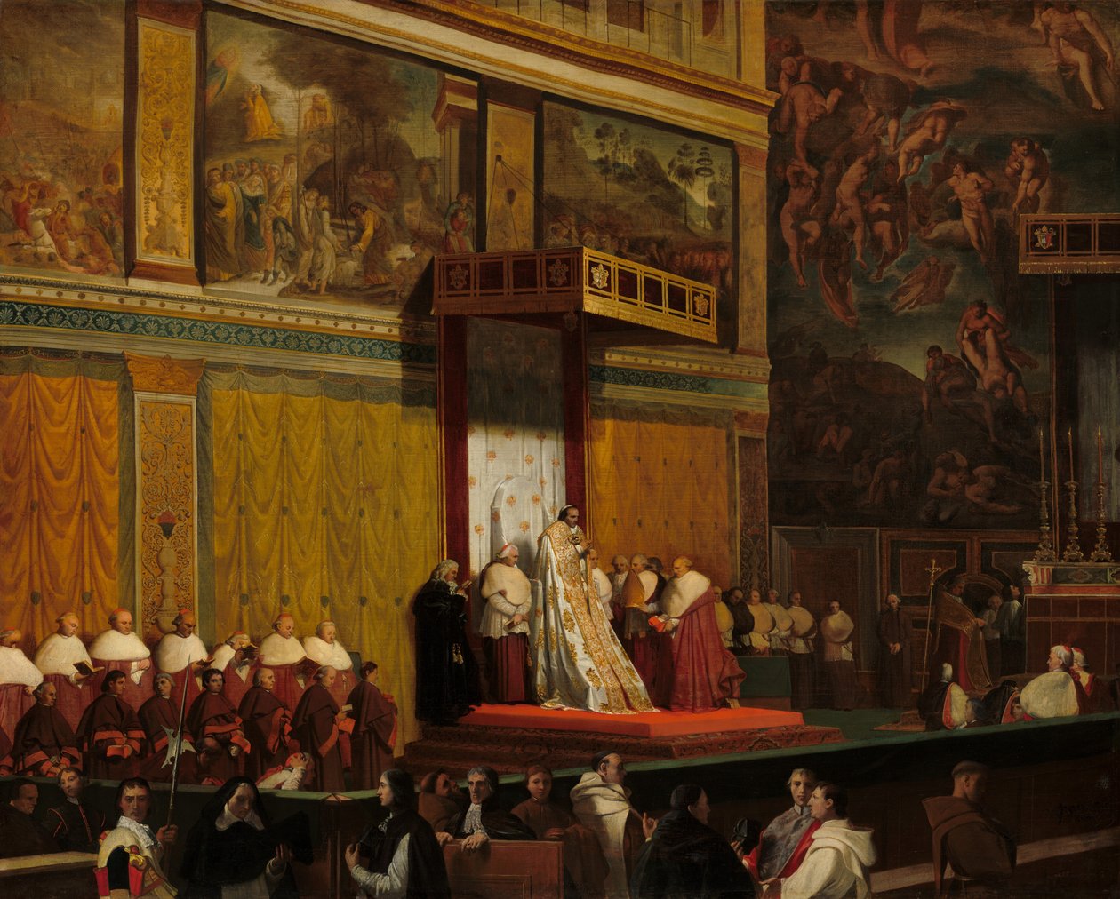 Pius pápa a Sixtus-kápolnában alkotó: Jean Auguste Dominique Ingres