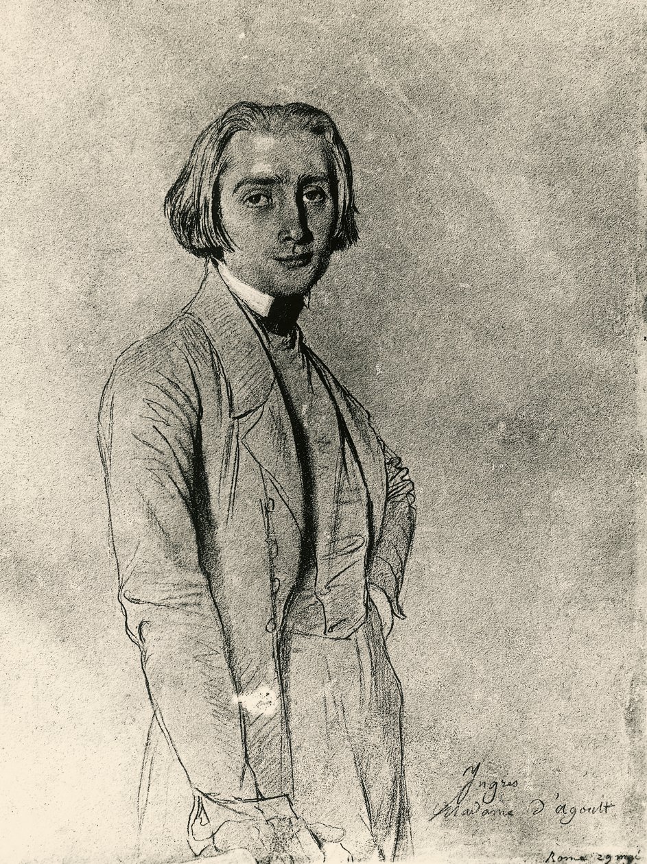 Liszt Ferenc portréja (rajz) alkotó: Jean Auguste Dominique Ingres