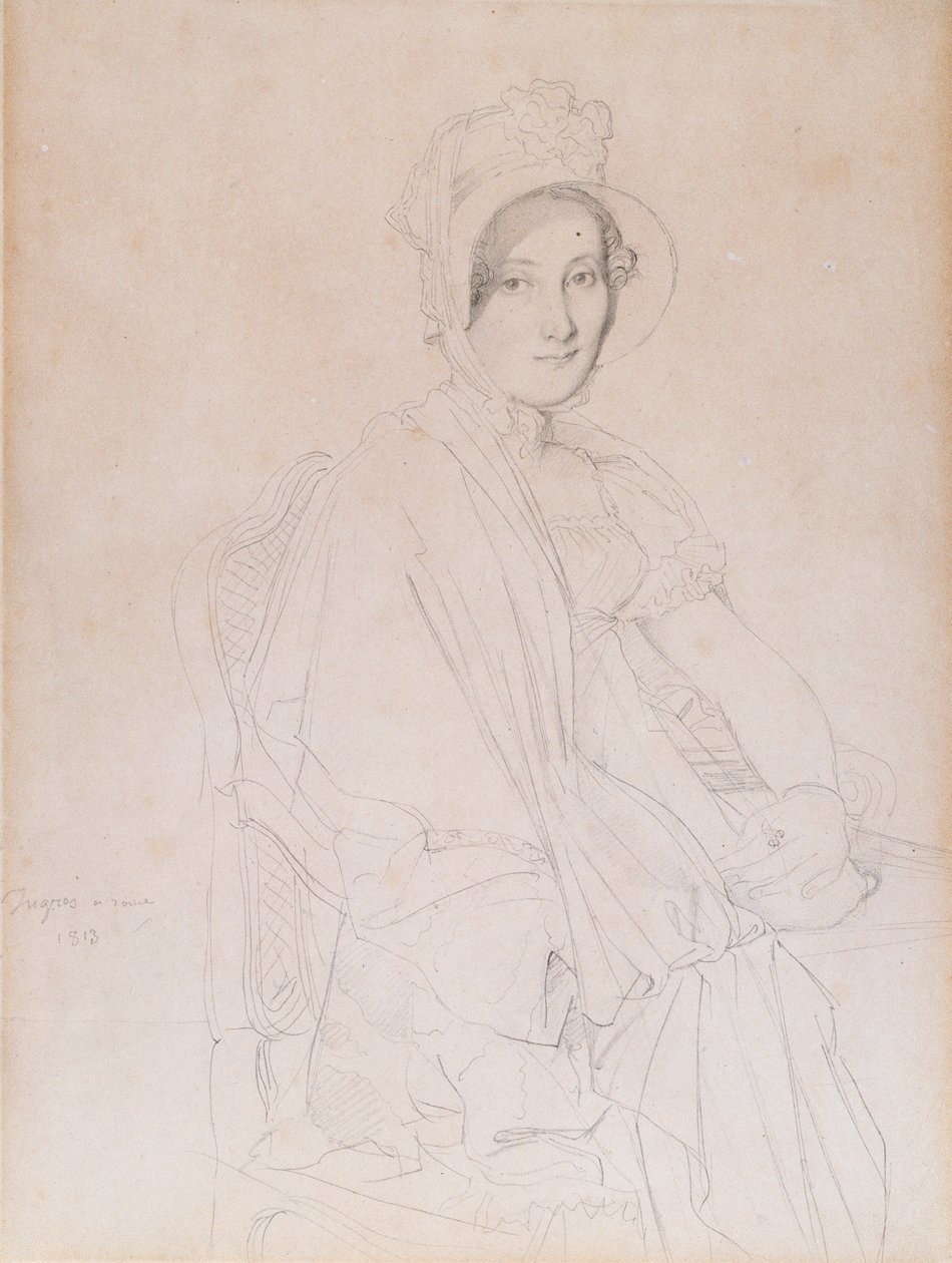 Marie Marcoz, később Vicomtesse de Senonnes de Senonnes portréja, 1813 (grafitceruza szőtt papíron) alkotó: Jean Auguste Dominique Ingres