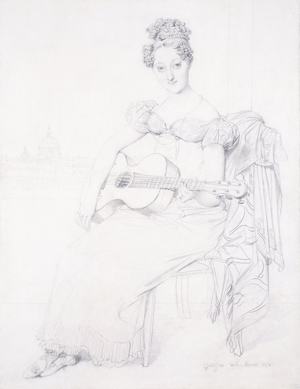Miss Elizabeth Keating portréja gitáron játszik, 1816 alkotó: Jean Auguste Dominique Ingres