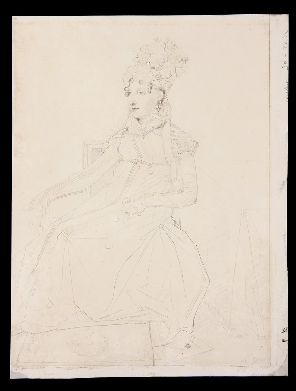 Caroline Murat királynő portréja (ceruza papíron) alkotó: Jean Auguste Dominique Ingres