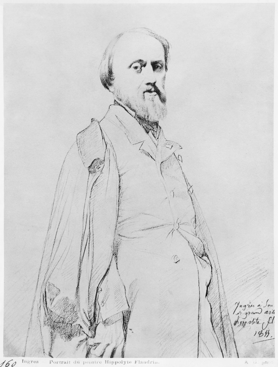 Hippolyte Flandrin festő portréja, 1844 (grafit papíron) alkotó: Jean Auguste Dominique Ingres