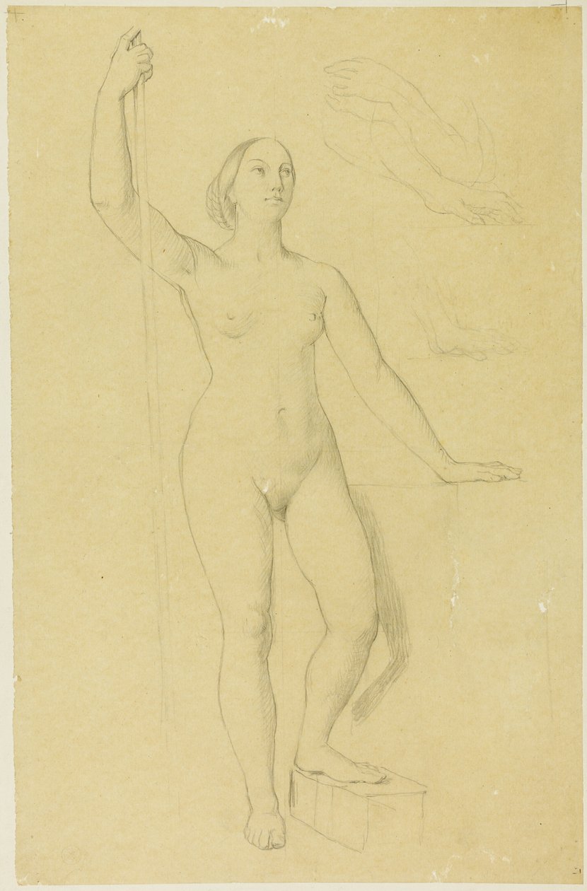 Tanulmány Joan of Arc számára, és a kezek vázlatai alkotó: Jean Auguste Dominique Ingres