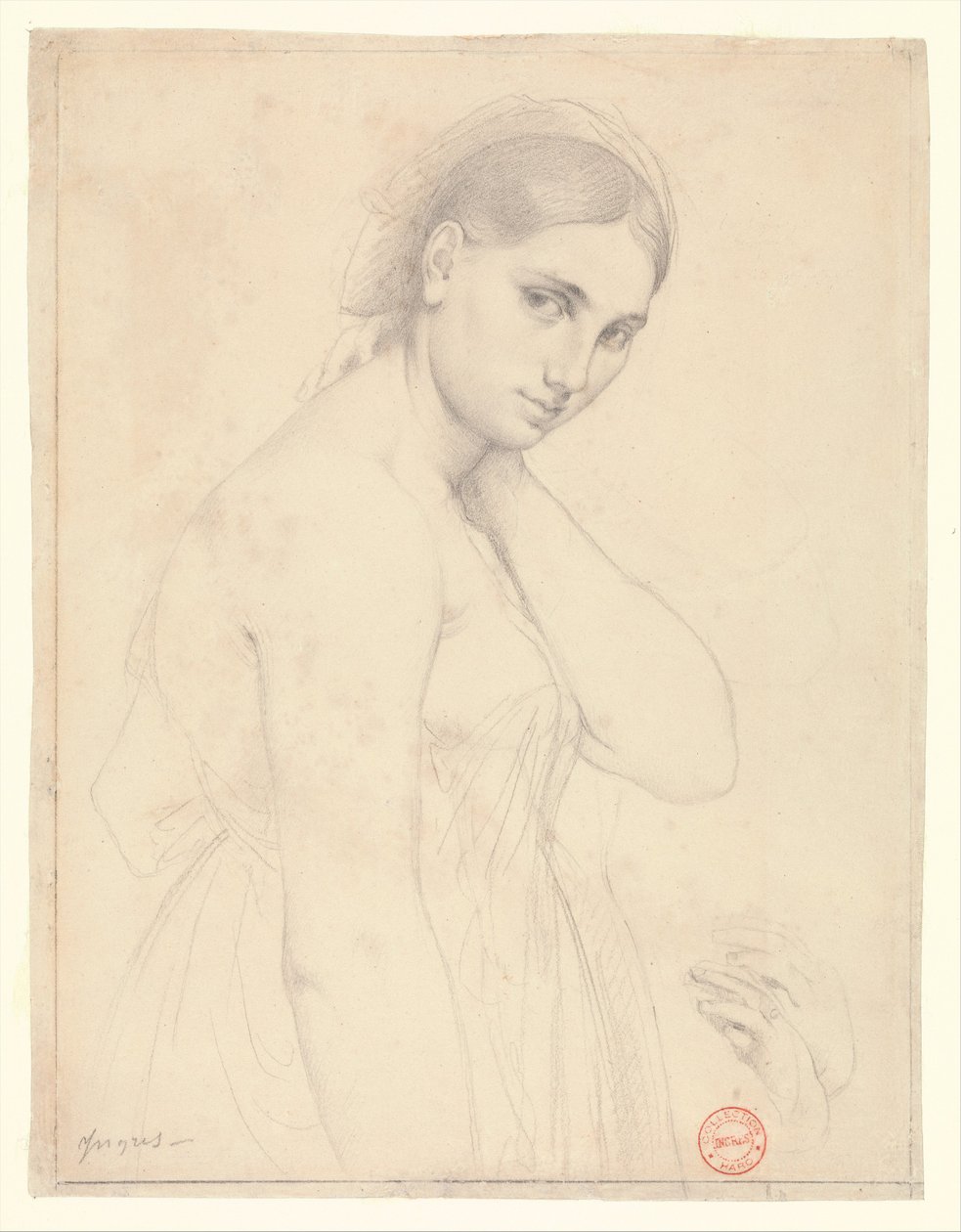 Tanulmány a „Raffaello és a Fornarina” című műhöz (?) alkotó: Jean Auguste Dominique Ingres