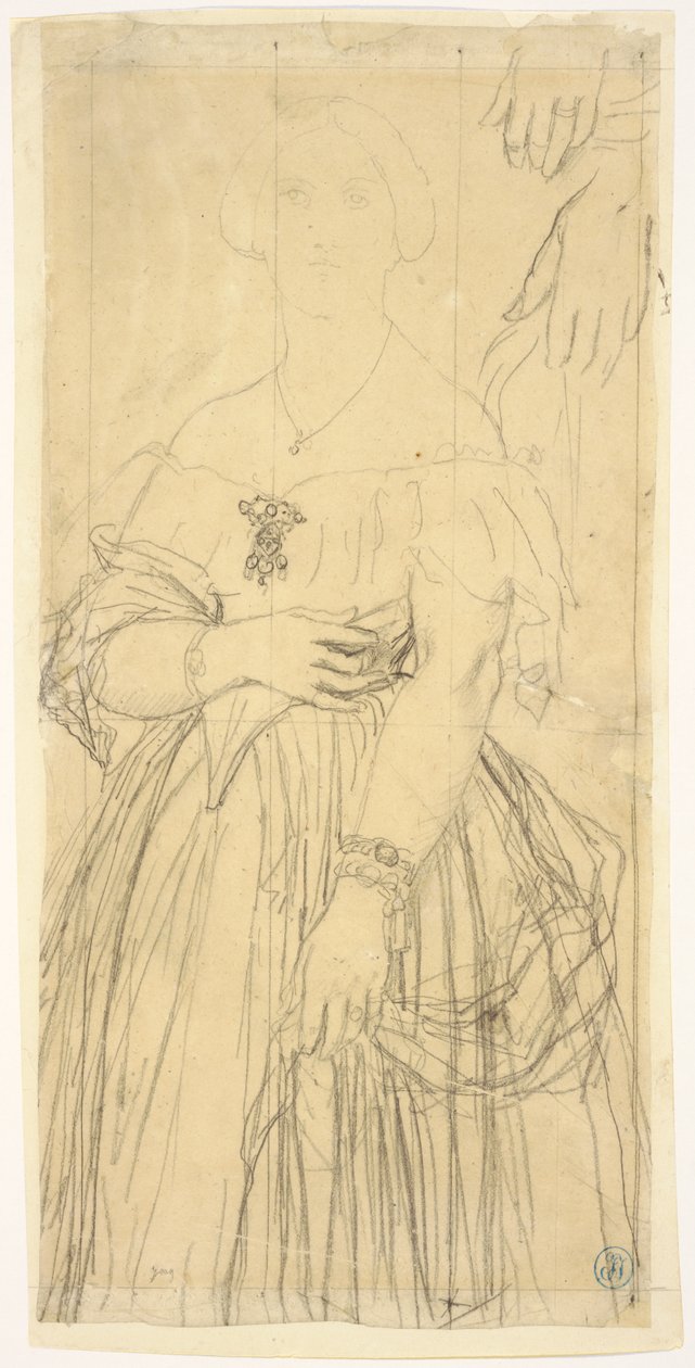Tanulmány Madame Moitessier ruhájához és kezeihez alkotó: Jean Auguste Dominique Ingres