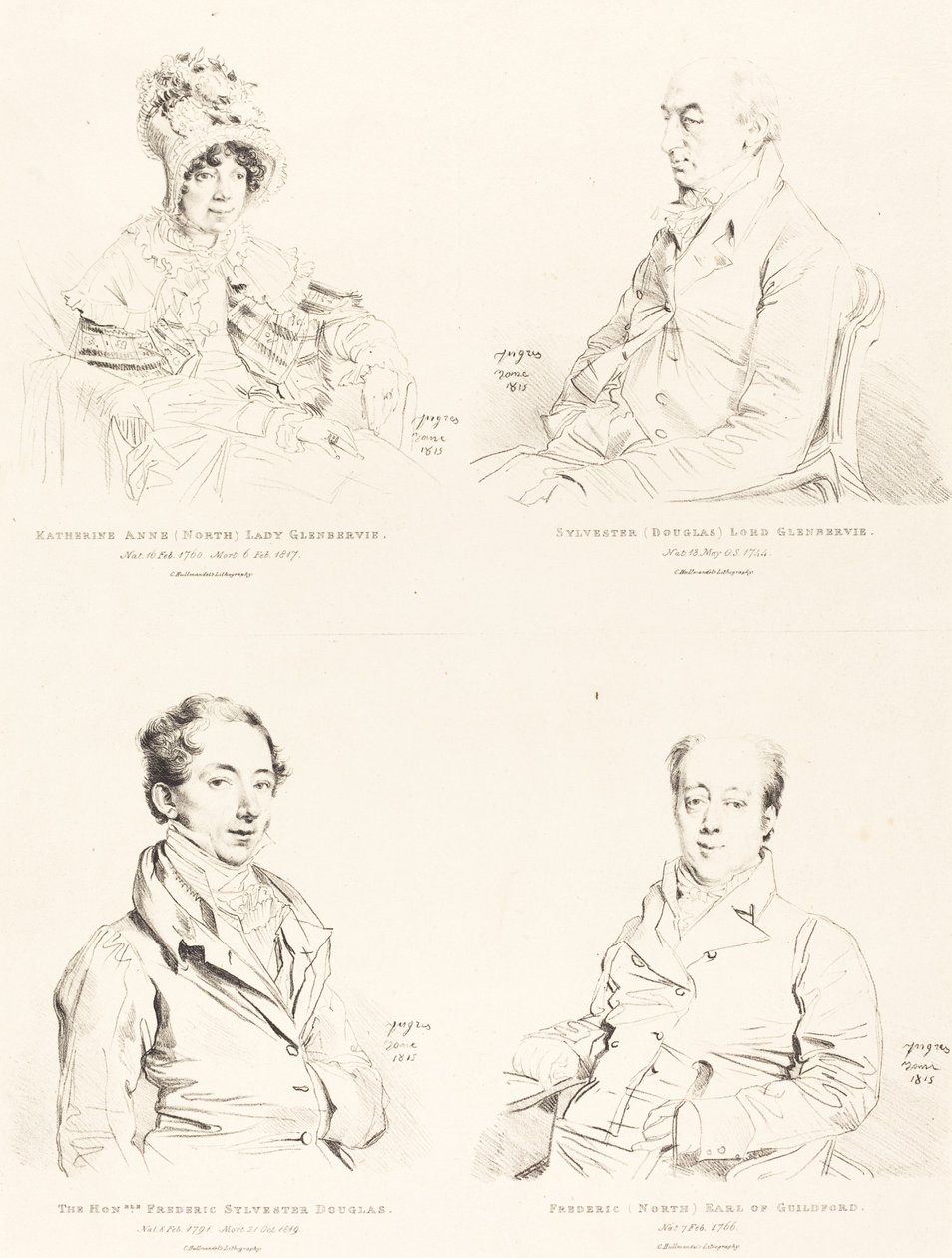 Sylvester (Douglas) Lord Glenbervie; Katherine Anne (Észak) Glenbervie; Frederic (Észak) Guilford grófja; Frederic Sylvester Douglas alkotó: Jean Auguste Dominique Ingres