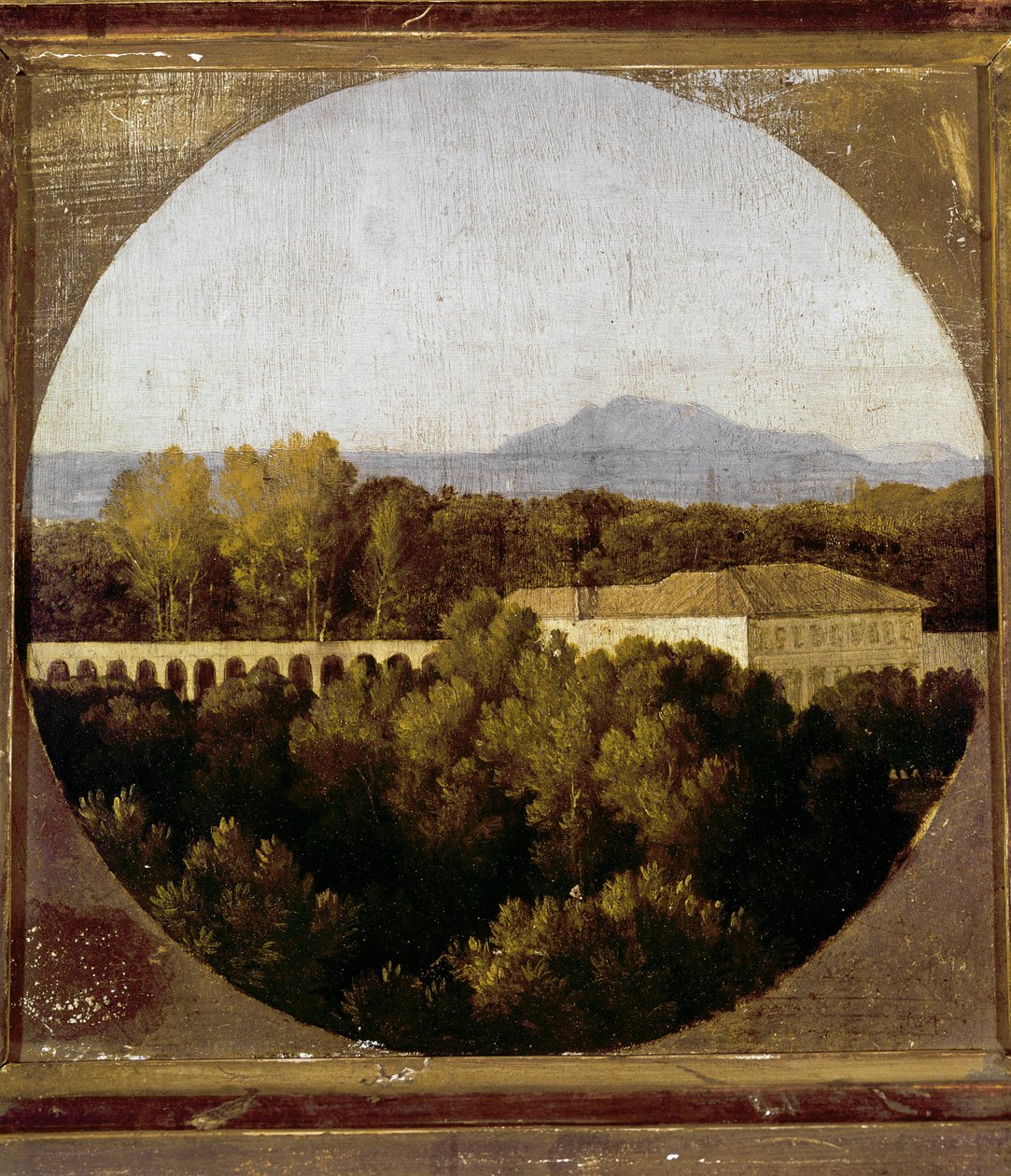 A Villa Borghese Orangerie-je Rómában (olaj, fa alkotó: Jean Auguste Dominique Ingres