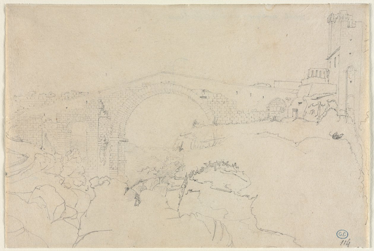 A Ponte dellAbbadia Vulciban, 19. század első fele. alkotó: Jean Auguste Dominique Ingres