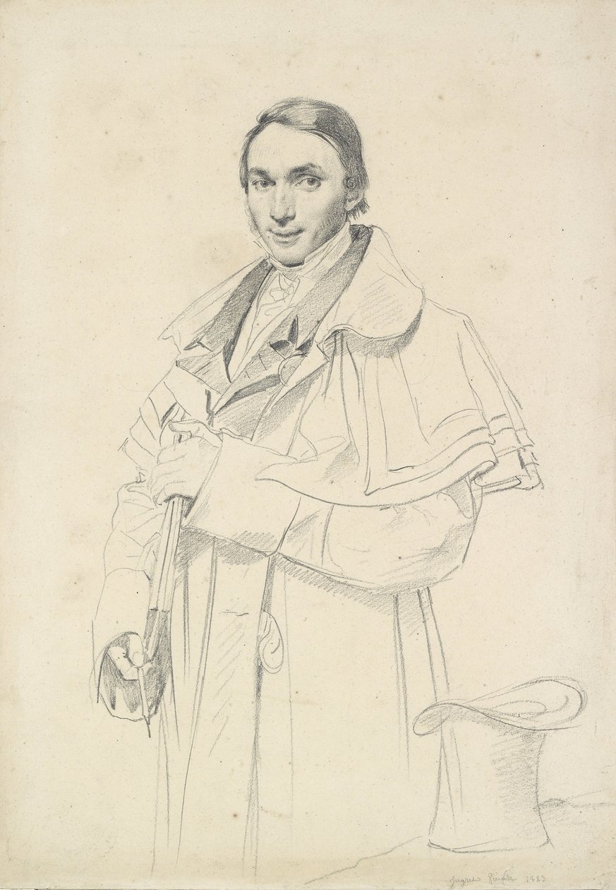 Jean-Francois-Antoine Forest háromnegyed hosszú portréja (grafit fehér szőtt papíron) alkotó: Jean Auguste Dominique Ingres