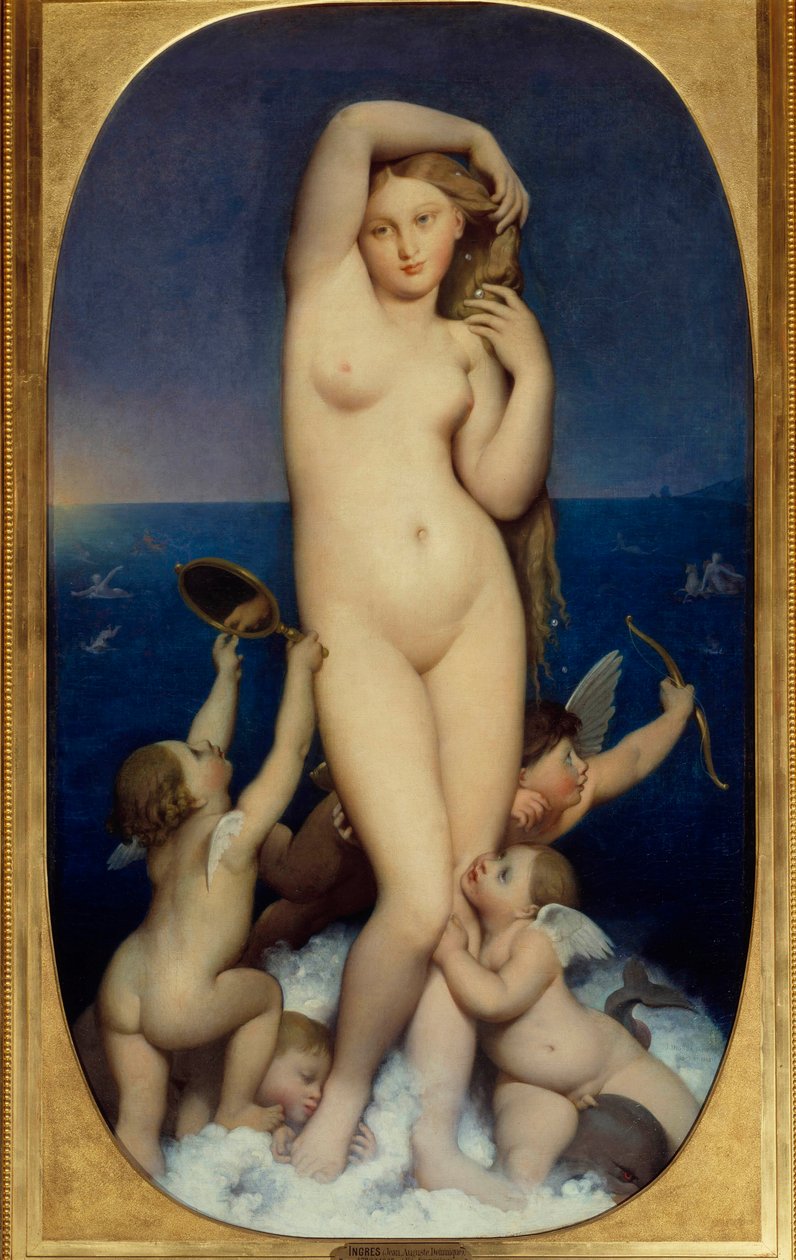 Vénusz Anadyomene Jean Auguste Dominique Ingres (1780-1867) festménye 19. század V. 1,6x0,9 m Chantilly, múzeum Conde - Venus Anadyomene. Jean Auguste Dominique Ingres (1780-1867) festménye alkotó: Jean Auguste Dominique Ingres