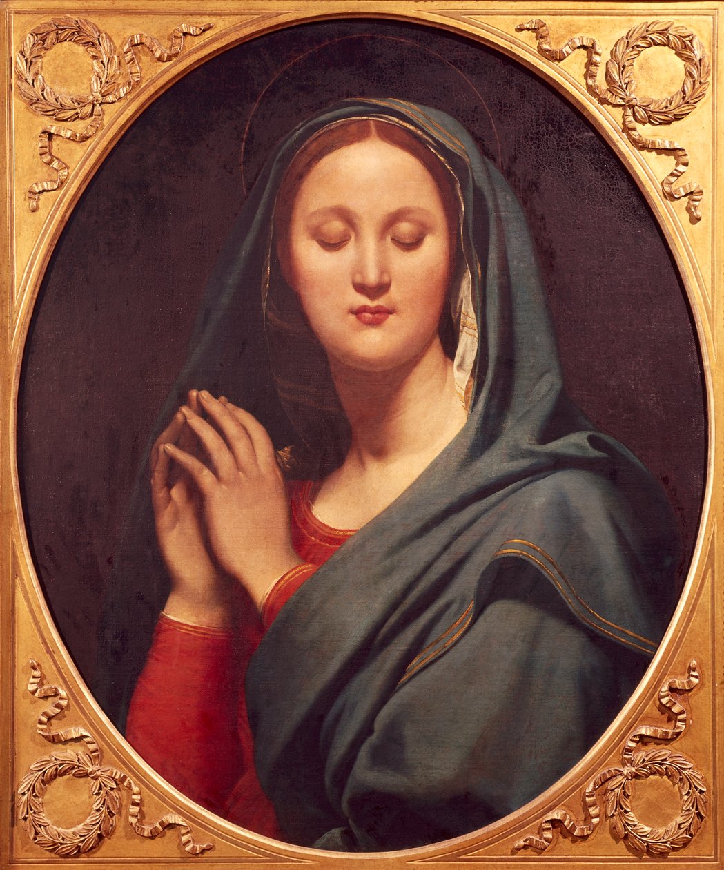 Kék fátyol szűz, Jean Auguste Dominique Ingres (1780-1867), olaj, vászon, 77x65 cm alkotó: Jean Auguste Dominique Ingres