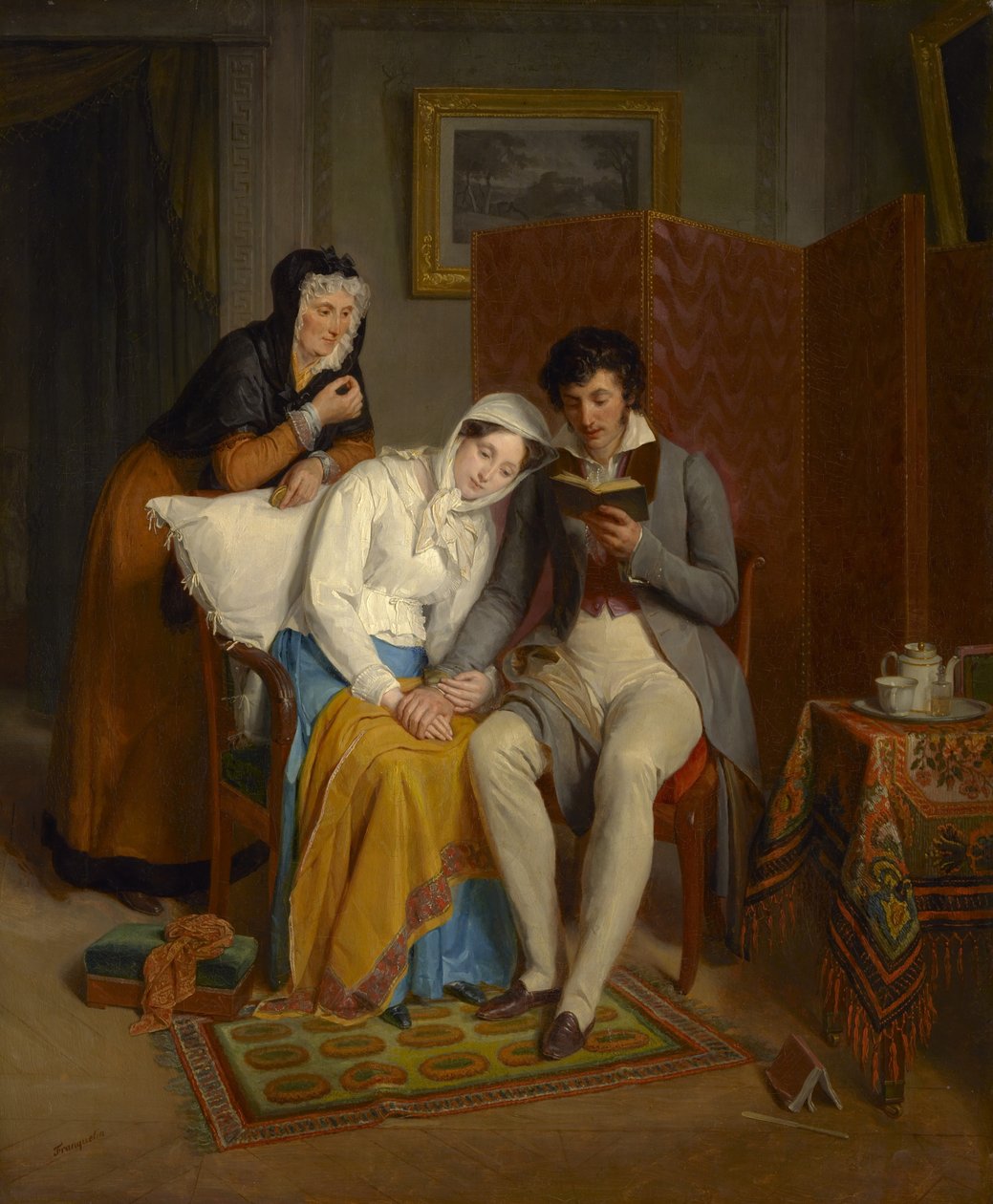 Felolvasás a lábadozóhoz, 1827 körül alkotó: Jean Augustin Franquelin