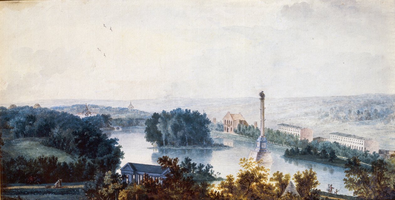 "" Carskoje Selo. A Chesme-oszlop"" Jean Balthazard de la Traverse (18. század), akvarell papíron alkotó: Jean Balthazard de la Traverse